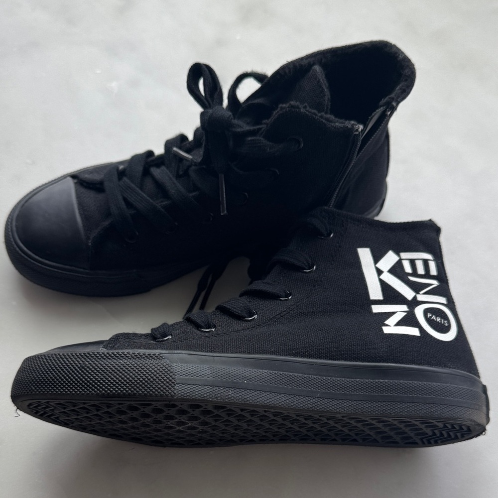 Kenzo Kids Logo High Top Sneakers IT 34 / US 2 Black Authentic